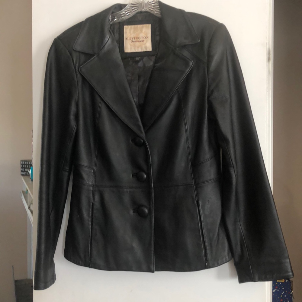 Genuine Leather Covington Button Up Jacket, Small - image 1